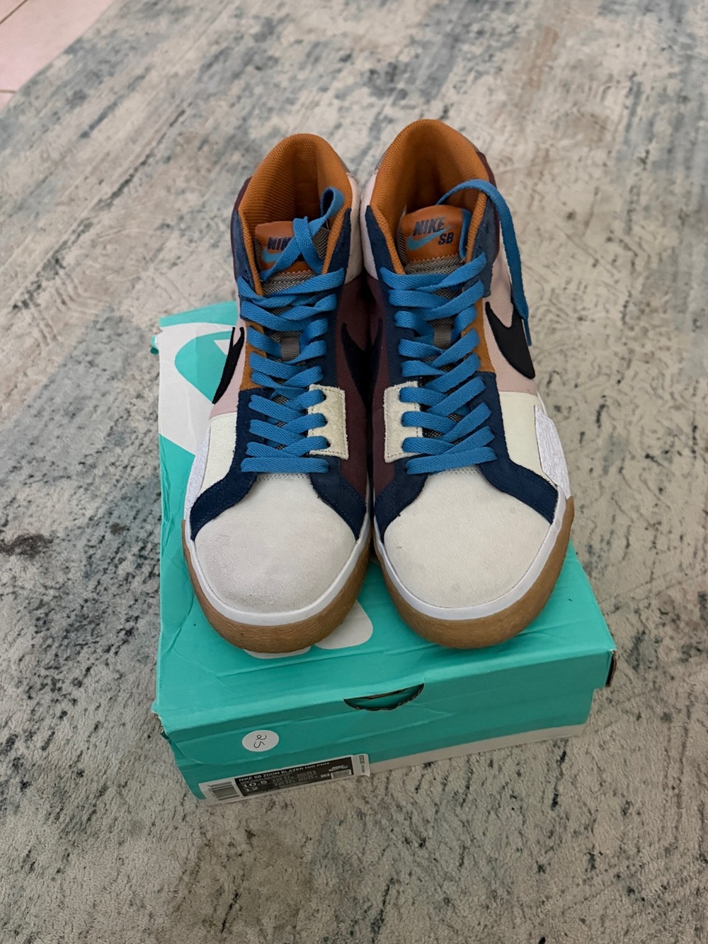 Nike Men's Multicolor High-Top Sneakers — Blue, Tan & Cream